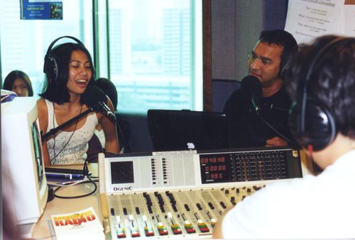 Anggun during a radio interview