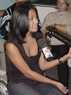 Anggun during a radio interview